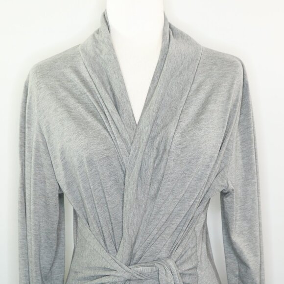 AceVog Wrap Top Cardigan Kimono Long Sleeve Heather Gray - Picture 2 of 9